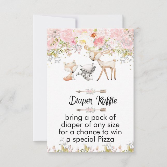 blommig skogs djur baby shower inbjudan (Framsida)