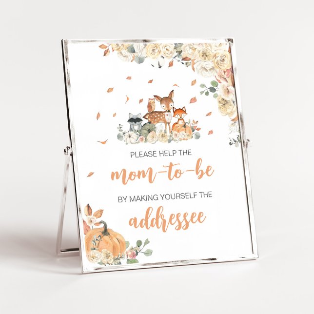 Blommig Skogsdjur Kuvert Station skylt (Floral Woodland Animals Baby Shower Envelope Station Sign)
