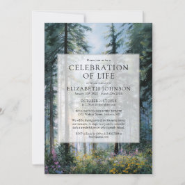 Blommig skogslivslut Celebration Livets Begravning Inbjudningar