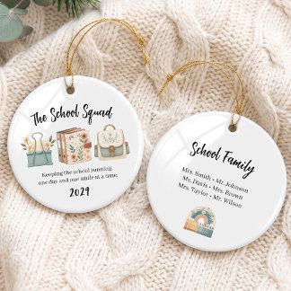 Blommig Skolpersonal Grupp Ornament