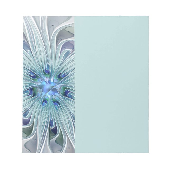 Blommig Skönhet Abstrakt Modern Blå Pastell Blomma Anteckningsblock (Framsida)