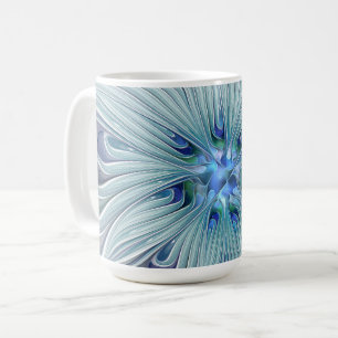 Blommig Skönhet Abstrakt Modern Blå Pastell Blomma Kaffemugg