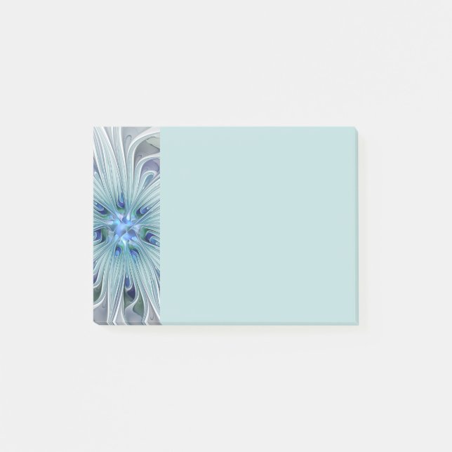 Blommig Skönhet Abstrakt Modern Blå Pastell Blomma Post-it Block (Framsida)
