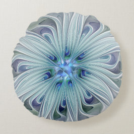Blommig Skönhet Abstrakt Modern Blå Pastell Blomma Rund Kudde