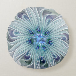 Blommig Skönhet Abstrakt Modern Blå Pastell Blomma Rund Kudde