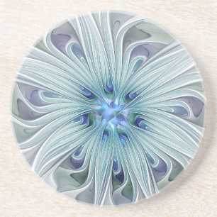 Blommig Skönhet Abstrakt Modern Blå Pastell Blomma Underlägg
