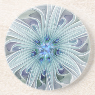 Blommig Skönhet Abstrakt Modern Blå Pastell Blomma Underlägg
