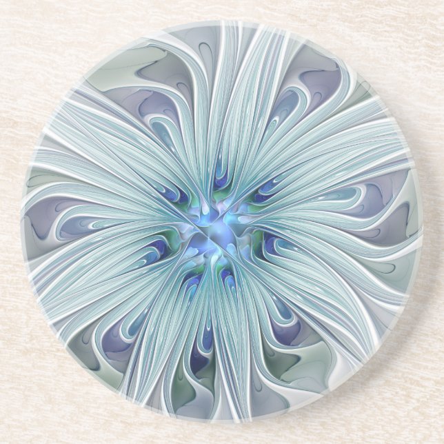 Blommig Skönhet Abstrakt Modern Blå Pastell Blomma Underlägg (Framsidan)