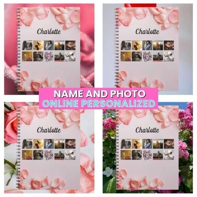 Blommig skript Bästa mamma någonsin Moders fotokol Anteckningsbok (Floral Script Best Mom Ever Mother's Photo Collage Notebook
)