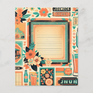 Blommig skrotjournal sida Peach & Teal Södra