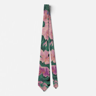 Blommig slips/ rosa och gröna färger slips