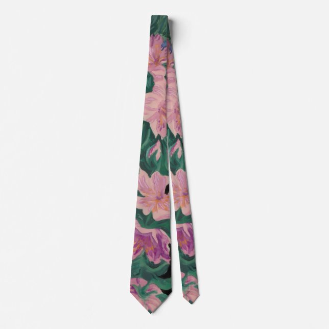 Blommig slips/ rosa och gröna färger slips (Framsida)
