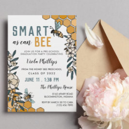 Blommig Smart As Can Bee Förskoleexamen Inbjudningar