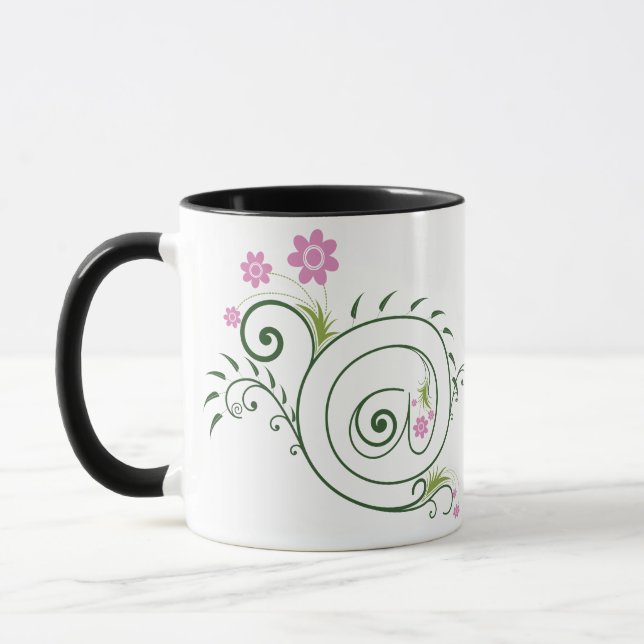 Blommig Snirkel vid @-tecken Mugg (Vänster)