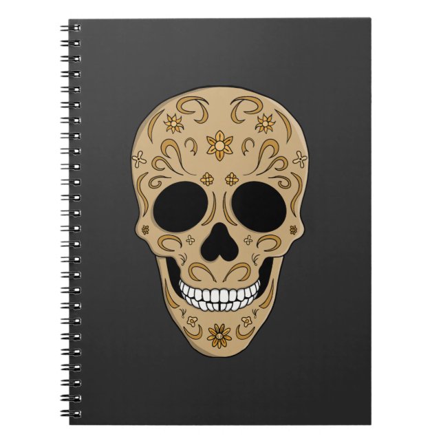 Blommig sockerkalle Dia de los Muertos Anteckningsbok (Framsidan)