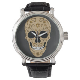 Blommig sockerkalle Dia de los Muertos Armbandsur