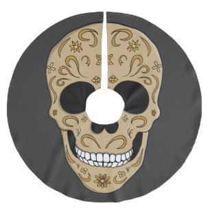 Blommig sockerkalle Dia de los Muertos Julgransmatta Borstad Polyester