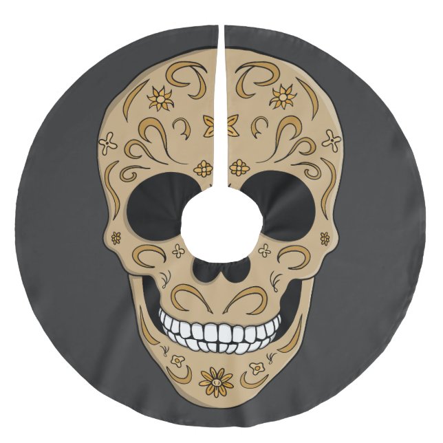 Blommig sockerkalle Dia de los Muertos Julgransmatta Borstad Polyester (Framsidan)