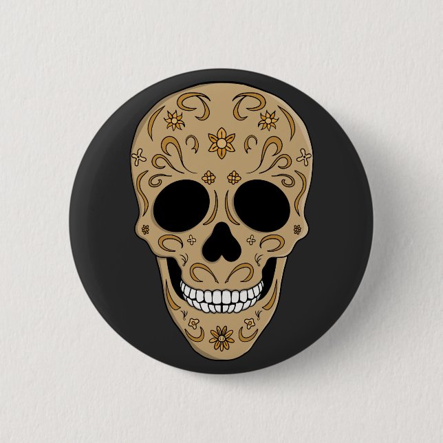Blommig sockerkalle Dia de los Muertos Knapp (Framsida)