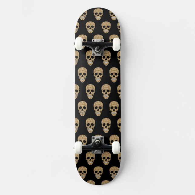 Blommig sockerkalle Dia de los Muertos Mini Skateboard Bräda 18,5 Cm (Framsida)