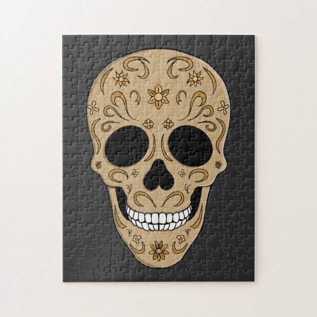 Blommig sockerkalle Dia de los Muertos Pussel (Vertikal)