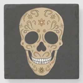 Blommig sockerkalle Dia de los Muertos Stenunderlägg