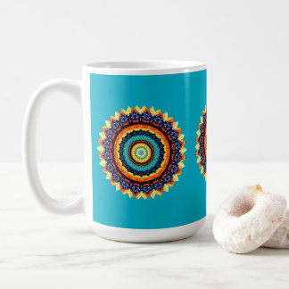Blommig solmandala-mugg kaffemugg