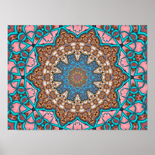 Blommig solmandala poster (Framsidan)