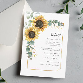Blommig Solros Script Bröllopsdetaljer Tilläggskort
