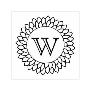 Blommig solrosram En initial monogram Självfärgande Stämpel