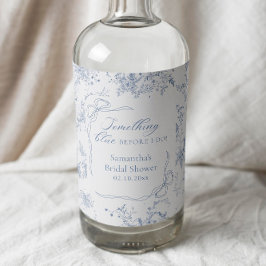 Blommig Something Blue Bröllopsdusch Spritflaskor Etikett