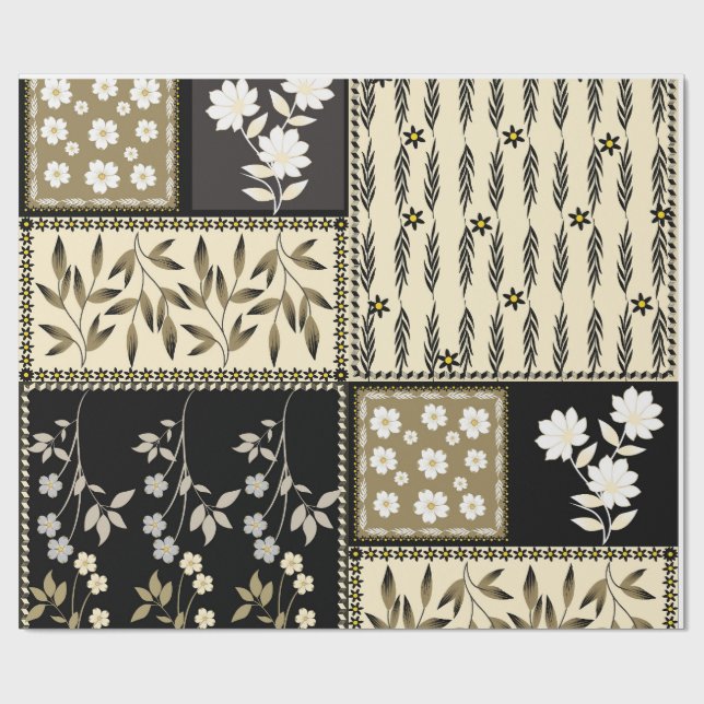 Blommig sömlös upprepande mönster texturerad  presentpapper (Platt)