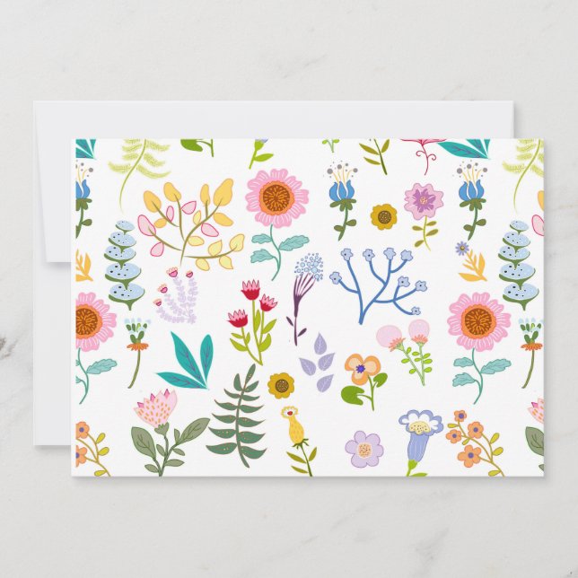 blommig sommar botanisk bakgrund omslags papper inbjudningar (Framsida)