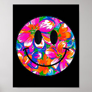 Blommig söt leende ansikte sommar trendig design m poster