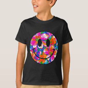 Blommig söt leende ansikte sommar trendig design m t shirt