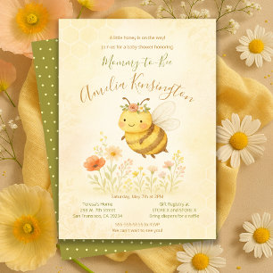 Blommig Söt Mamma till Bee Baby Shower-fest Inbjudningar