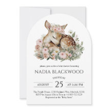 Blommig sovande hjort vattenfärg baby shower