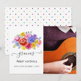 Blommig spansk fiesta Quinceañera Foto Tack Kort