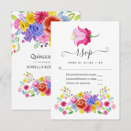Blommig spansk fiesta Quinceañera OSA Kort
