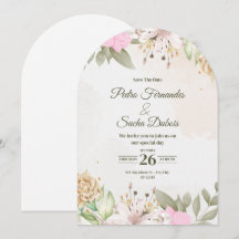 Blommig Spara Datum Inbjudan | Elegant Bröllop 