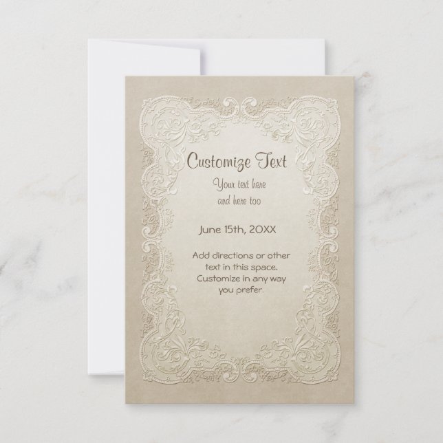 Blommig spets fjäril bröllop inbjudningar (Framsida)