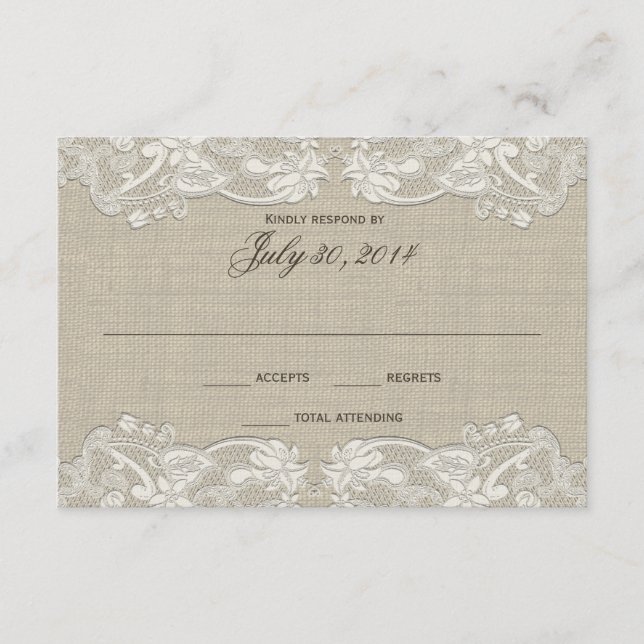 Blommig spetsdesign bröllopsvar OSA kort (Framsida)