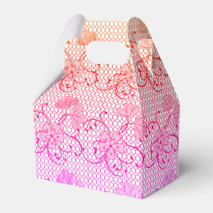 Blommig spetsmönster i rosa och orange nyanser presentaskar