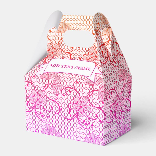 Blommig spetsmönster Rosa och Orange Anpassad Presentaskar (Framsidan Sidan)