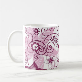Blommig spiral rosa och vit mönster kaffemugg