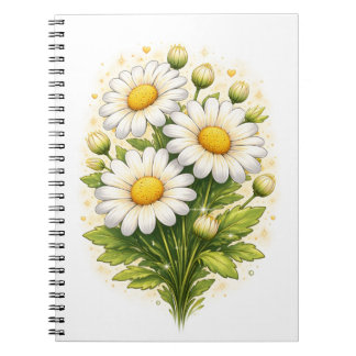 Blommig Spiralbok med Tusenskönor Anteckningsbok