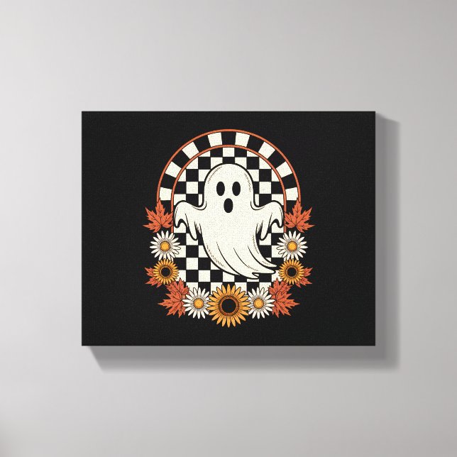Blommig spök höst boho Halloween Canvastryck (Framsida)