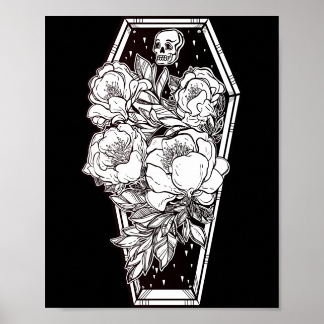 Blommig spöklik Halloween Poster (Framsidan)