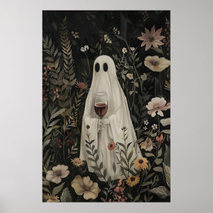 Blommig spökvintryck, Mörk Akademi Halloween Poster