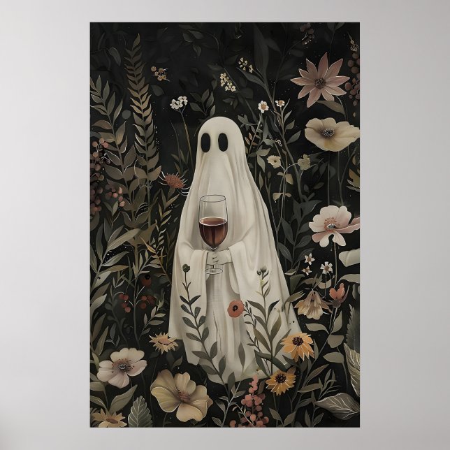 Blommig spökvintryck, Mörk Akademi Halloween Poster (Framsidan)